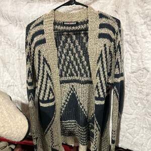 Love Blind Geometric Boho Open Front Cardigan Sweater S